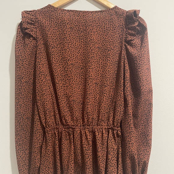 THML Animal Leopard Print Wrap Ruffle Blouse Women's Small - Picture 5 of 8
